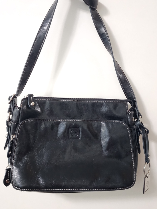 Giani Bernini Leather Organizer Crossbody Black Multi Zip